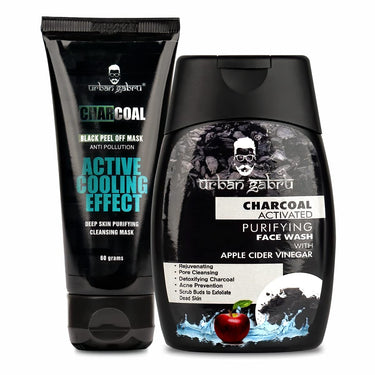 Urbangabru Combo - Peel Off Mask (60 Gm) for Remove Blackheads & Whiteheads and Anti Pollution Charcoal Face Wash (120 Gm) for Deep Pore Cleaning - Face Care Kit